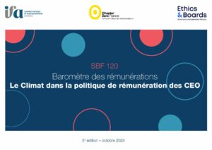 Communiqué de Presse – Les objectifs climat dans la rémunération des dirigeants du SBF 120 : 5ème baromètre IFA – Ethics&Boards – Chapter Zero France
